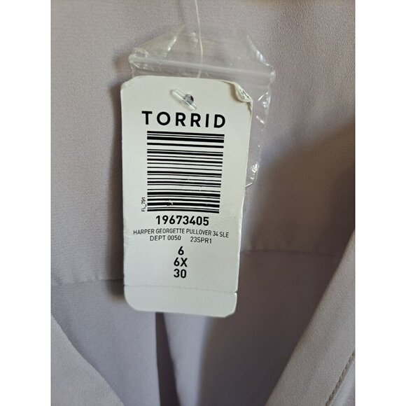 Torrid 6X Harper Georgette Pullover 3/4 Sleeve Top Mist Gray New with Tags - Picture 8 of 10